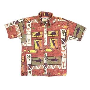 Vintage Kahala‎ Hawaiian Shirt M Handcrafted in Hawaii Marlin Print 90s AVi